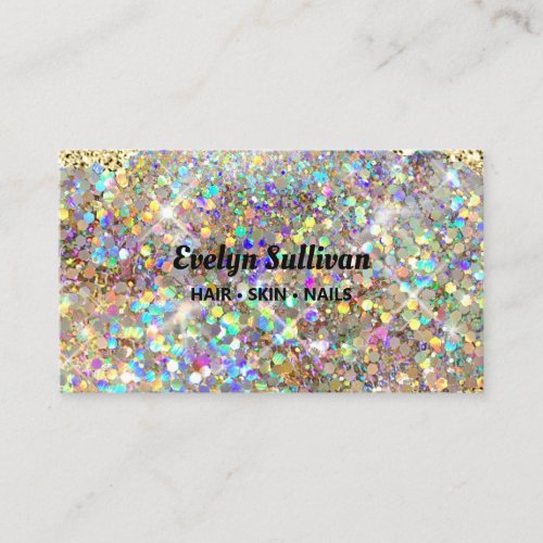 Simulated gold glitter business card