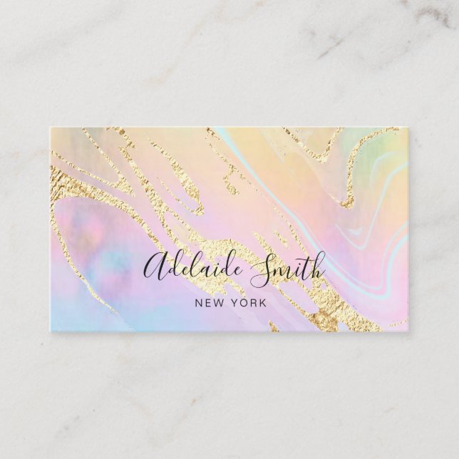 simulated gold glitter on FAUX holographic effect Business Card (Front)