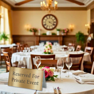 Simulated Gold Reserved For Private Event Table Tent