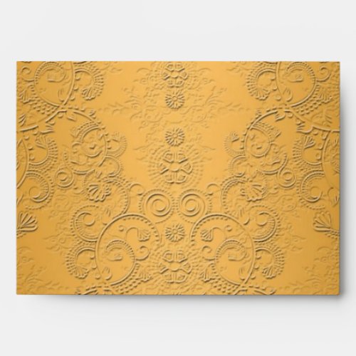 Simulated Gold with Embossed Ornate Design Envelope