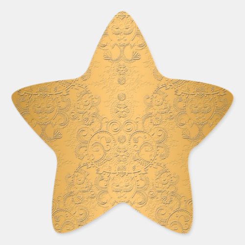 Simulated Gold with Embossed Ornate Design Star Sticker