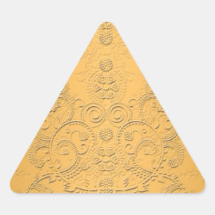 Simulated Gold with Embossed Ornate Design Triangle Sticker