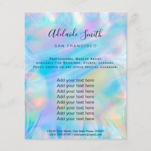 simulated holographic iridescent background flyer