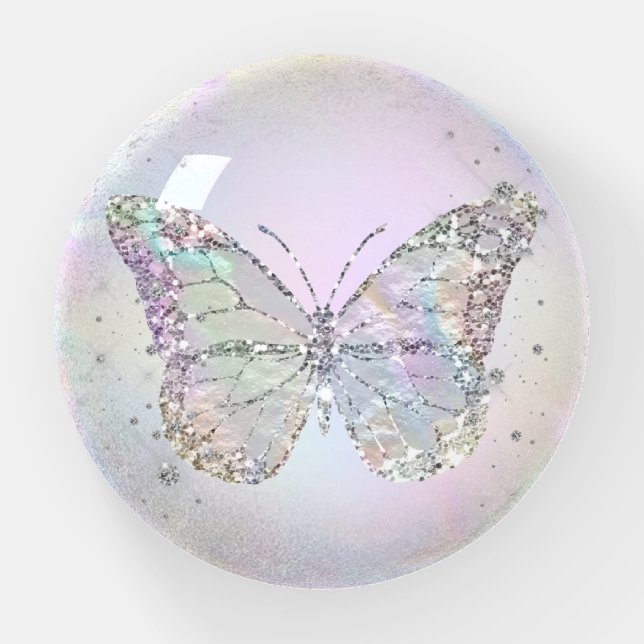 simulated iridescent foil butterfly  paperweight (Front)