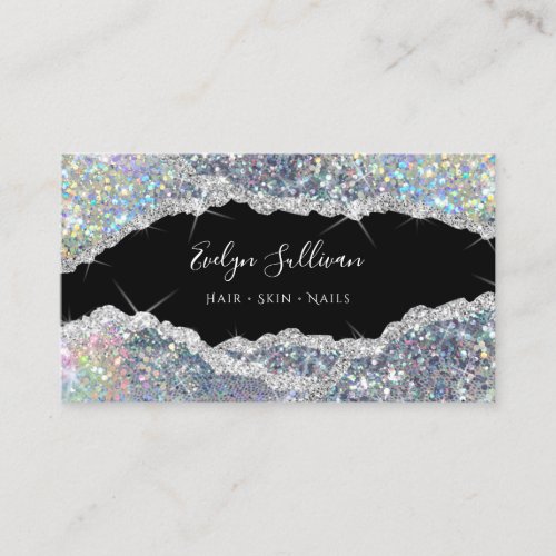 Simulated iridescent glitter business card