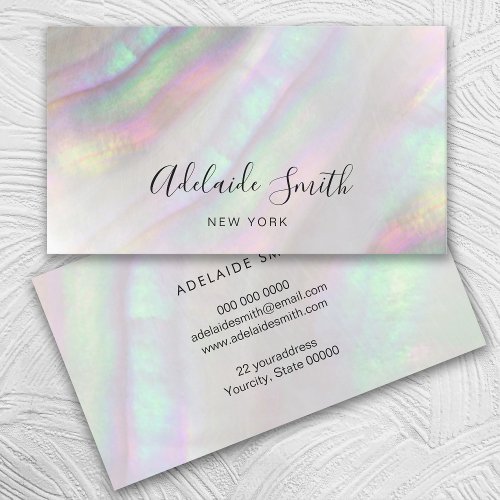 simulated iridescent shell business card