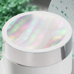 simulated iridescent shell classic round sticker