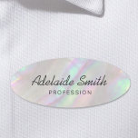 simulated iridescent shell name tag<br><div class="desc">please note the holographic effect is not real,  but just simulated</div>