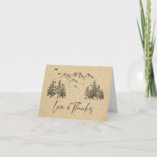 Simulated Kraft Paper Forest Mountains Wedding Letterpress Thank You Card