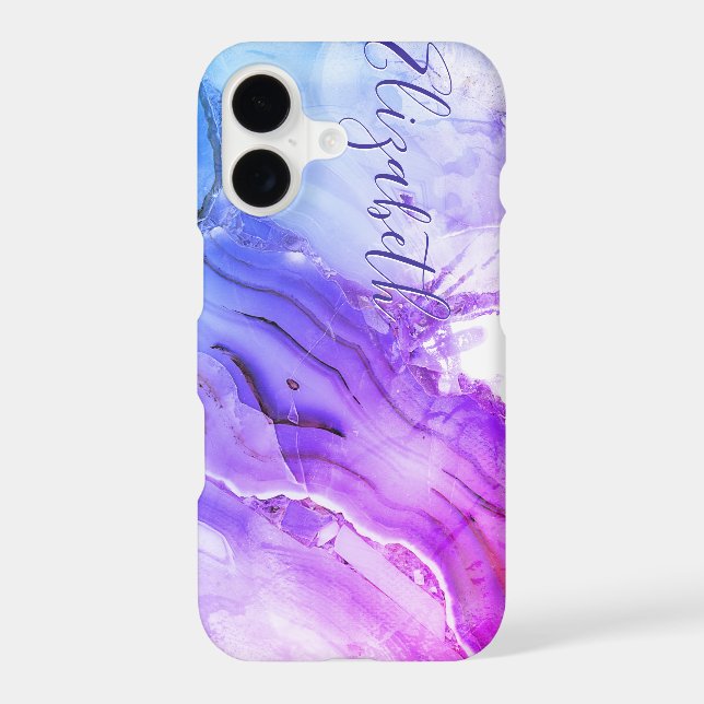 Simulated Marble Granite Purple Blue Iphone Case (Back)