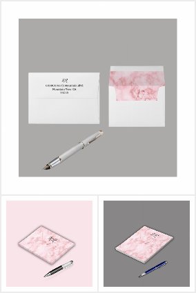 Simulated Monogrammed Pink Marble