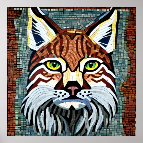 Simulated Mosaic Lynx Poster
