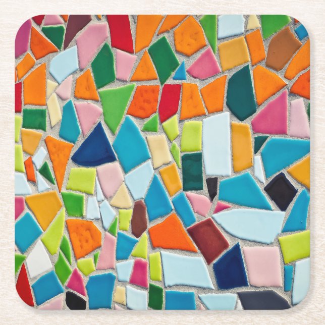 Simulated Mosaic Wall Square Paper Coaster (Front)