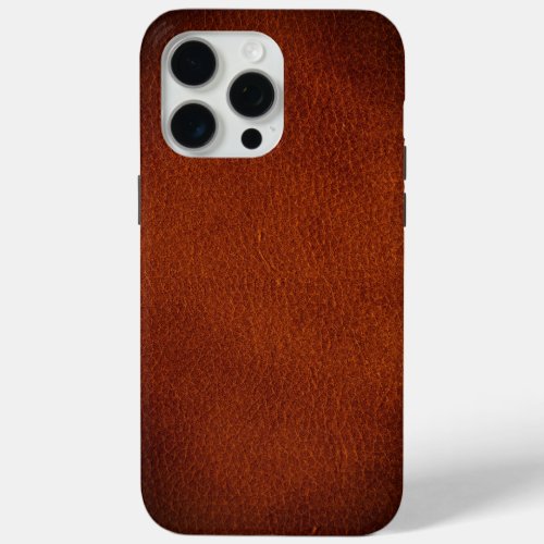 Simulated Natural Dark Red Brown Leather iPhone iPhone 15 Pro Max Case