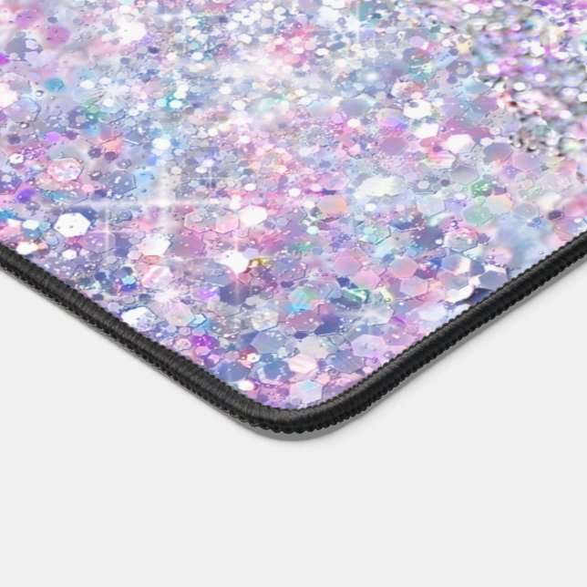 simulated purple chunky glitter desk mat (Corner)