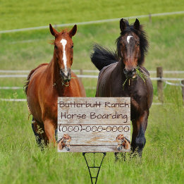 Simulated Rustic Wood Horse Boarding Sign