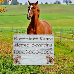 Simulated Rustic Wood Horse Boarding Sign