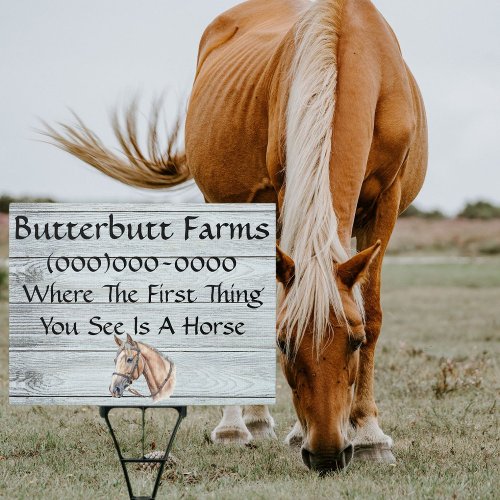 Simulated Rustic Wood Horse Farm  18x24 Yard Sign