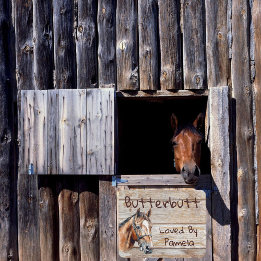 Simulated Rustic Wood Horse Stall Modern Room Door Sign