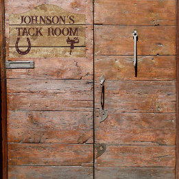 Simulated Rustic Wood Tack Room Sm Crest Door Sign