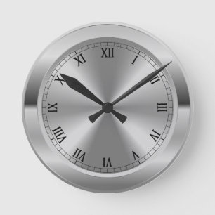 Simulated Silver Round Clock