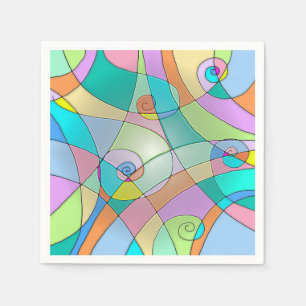 Simulated Stained Glass Colorful Design Paper Napkins