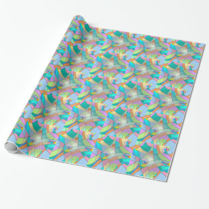 Simulated Stained Glass Colorful Design Wrapping Paper