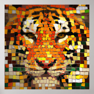 Simulated Tiger Mosaic Poster