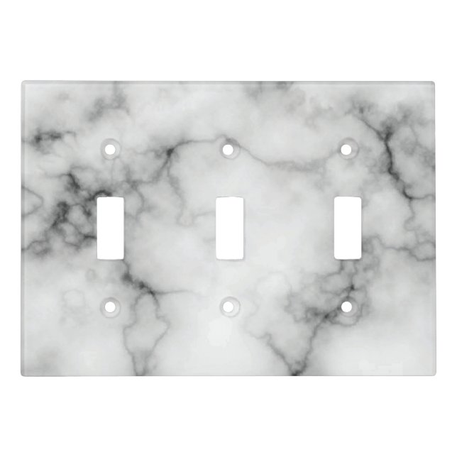 Simulated White and Black Marble Light Switch Cover (Front)