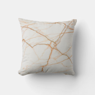 Simulated White / Brown Marble Throw Pillow