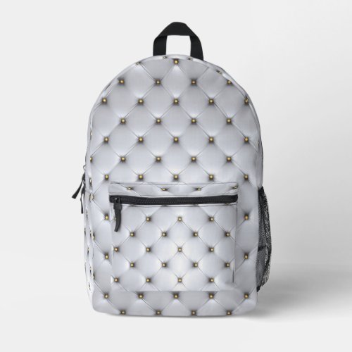 Simulated White Tufted Gold Studs Backpack