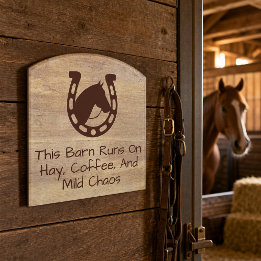 Simulated Wood Funny Horse Stable Barn Contour Door Sign