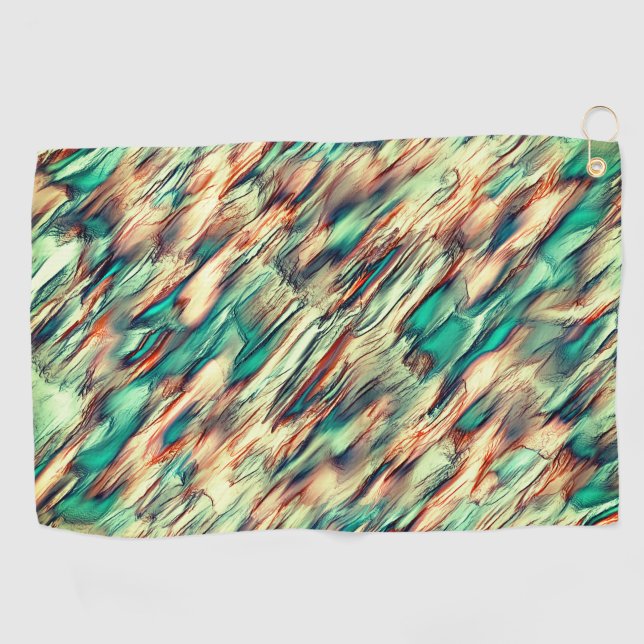 Simulating rocky or stalagmite in green to sepia  golf towel (Horizontal)