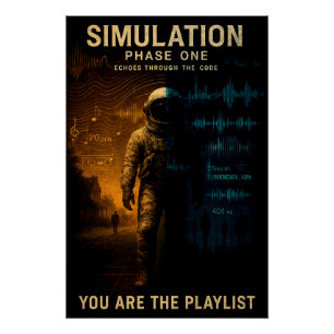 Simulation Phase One Poster - Glitch Astronaut Art