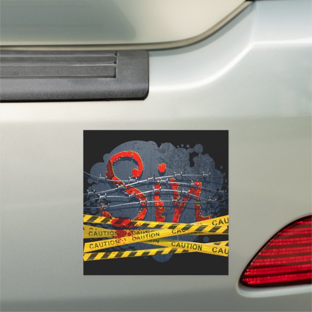 Sin Caution Men & Women Christian Faith Salvation Car Magnet (In Situ)
