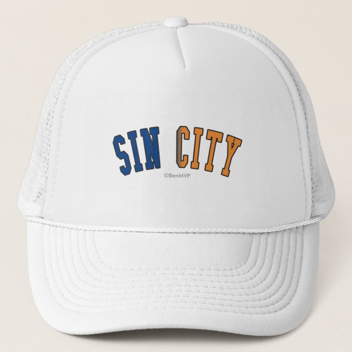 Sin City in Nevada State Flag Colors Hat