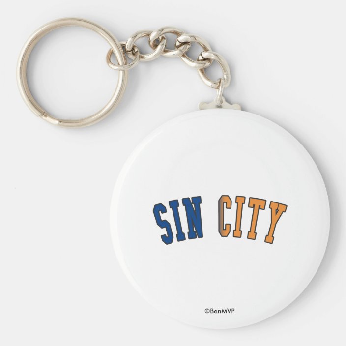 Sin City in Nevada State Flag Colors Keychain