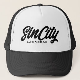 Sin City Las Vegas script typography trucker hat