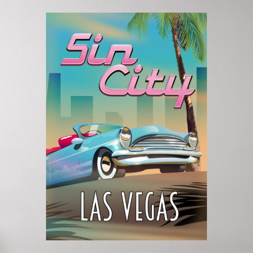 Sin city Las Vegas travel poster