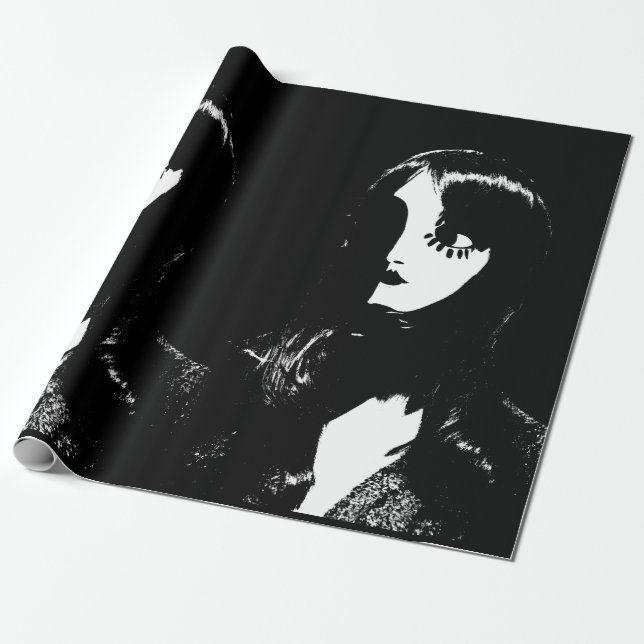Sin City Style Woman - On Black Background Wrapping Paper (Unrolled)
