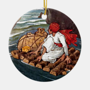 Sinbad the Sailor Shipwreck Treasure Aladdin Boy Ceramic Ornament