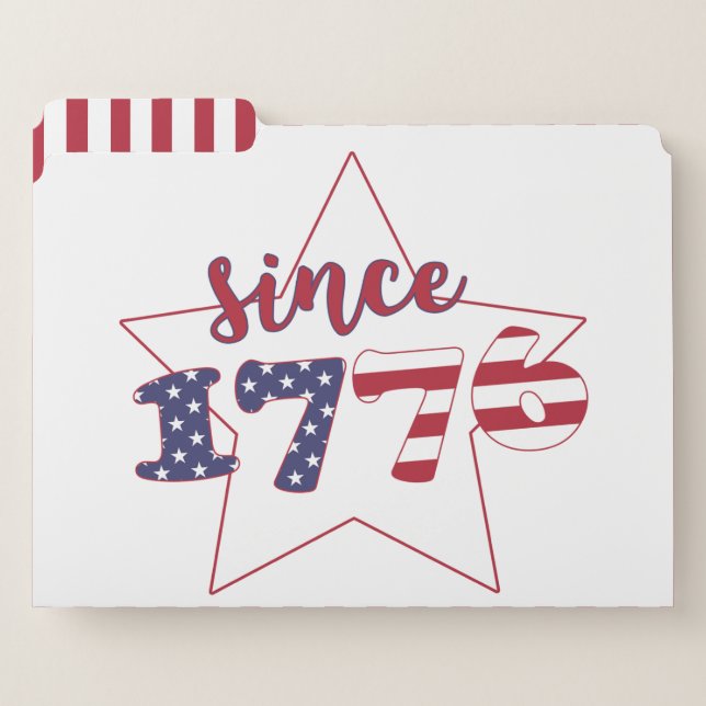 Since 1776 - American Flag Typography - Patriotic File Folder (Front Left)