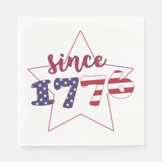 Since 1776 - American Flag Typography - Patriotic Napkins