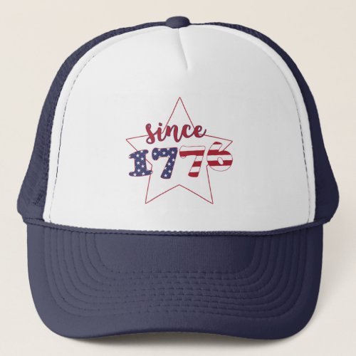 Since 1776 _ American Flag Typography _ Patriotic Trucker Hat