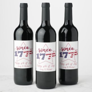 Since 1776 - American Flag Typography - Patriotic Wine Label