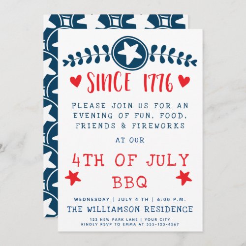 Since 1776  _ American Pride  4th of July BBQ Invitation