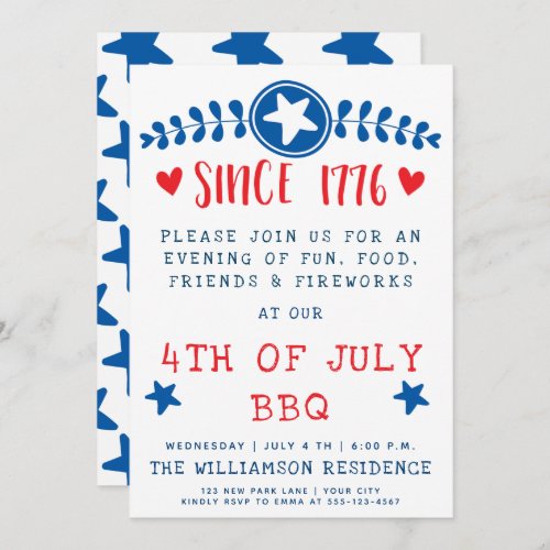 Since 1776  _ American Pride  4th of July BBQ Invitation