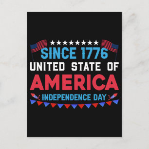 Since 1776 united state of america independence da holiday postcard