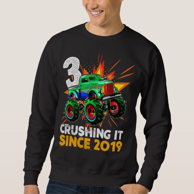 Since 2019 Kids 3th Birthday 3 Years Old Monster T Sweatshirt (Front)