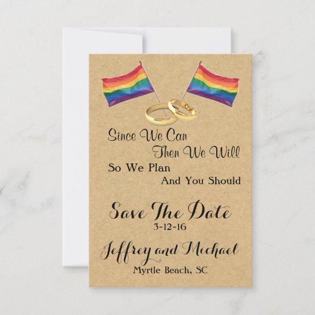 Since We Can:  Gay Wedding Save The Date Cards (Front)
